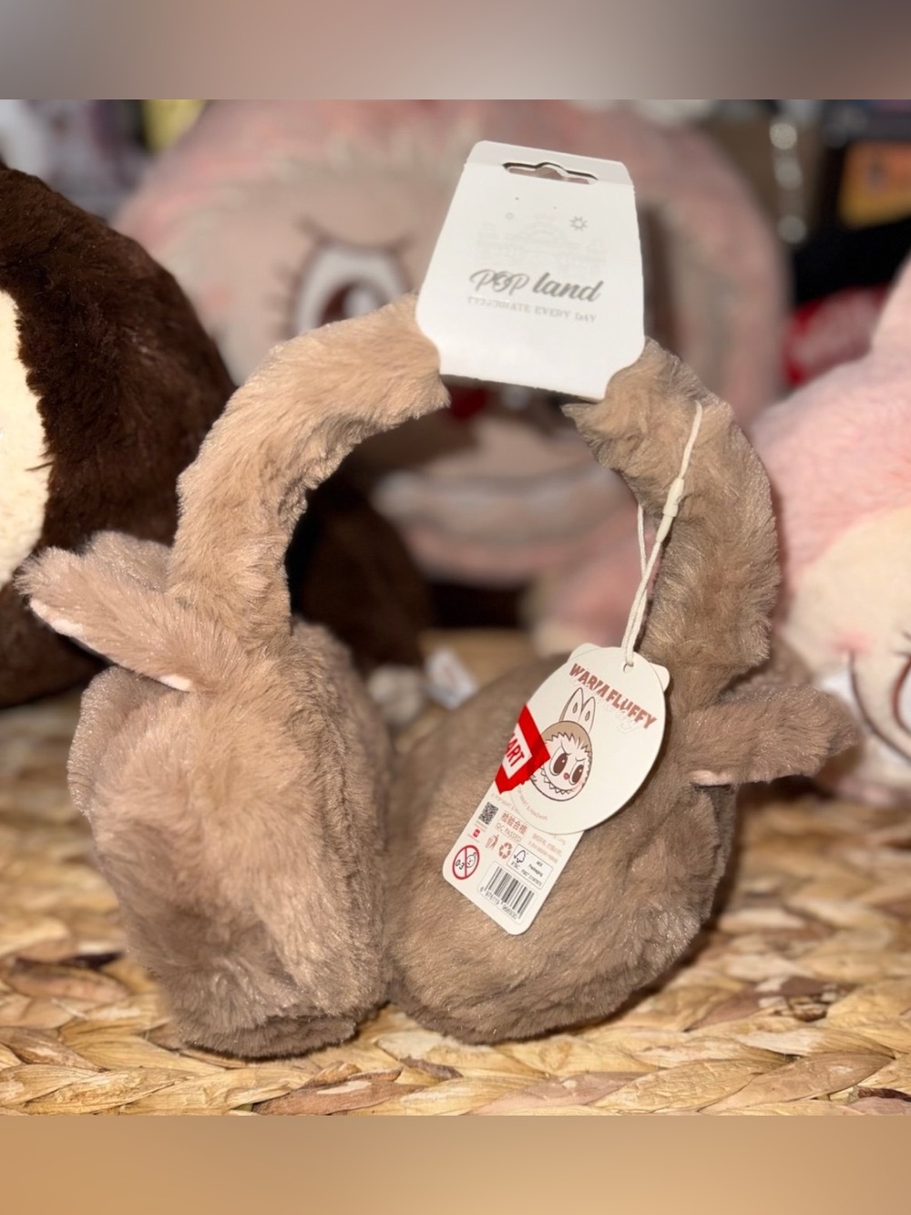 POP MART Labubu Warm Fluffy Holiday Plush Earmuffs – New w/ Tags – Authentic